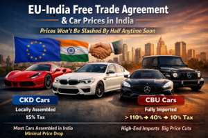 The FTA is practically supposed to reduce car prices by half in the Indian market. But it’s far from reality.